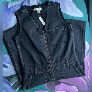 Madewell Denim Zip-Front Sleeveless Jumpsuit in Tarrybrook Wash size XS